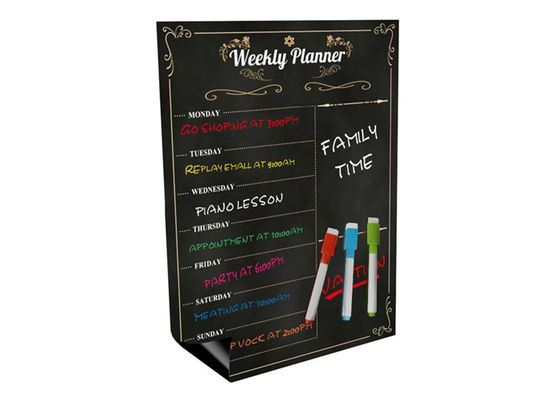 Calendrier Réfrigérateur Magnétique Planificateur Hebdomadaire avec Surface Tableau Noir Effaçable à Sec et Couche Magnétique Puissante pour la Maison et la Cuisine