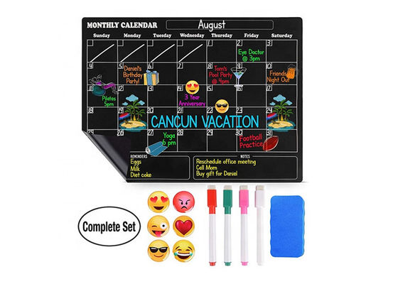 Calendrier Réfrigérateur Magnétique Planificateur Hebdomadaire avec Surface Tableau Noir Effaçable à Sec et Couche Magnétique Puissante pour la Maison et la Cuisine