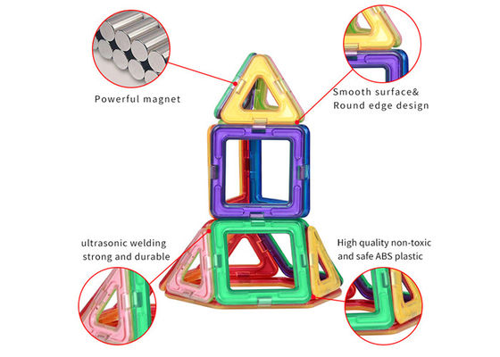 Ensemble d'activités magnétiques 40 pièces Carreaux magnétiques Blocs de construction Jouets éducatifs pour enfants d'âge préscolaire Jeu créatif et apprentissage de la géométrie