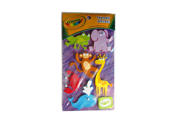 Autocollants en papier découpés sur mesure 12*7cm - Animaux superposés - Décorations 3D - Autocollants mignons de dessins animés