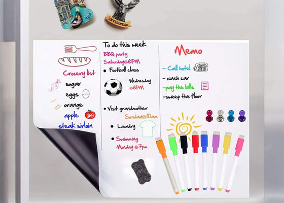 Tableau magnétique à effacer à sec Taille personnalisée Feuille magnétique flexible Matériau durable Parfait pour réfrigérateur et planification quotidienne