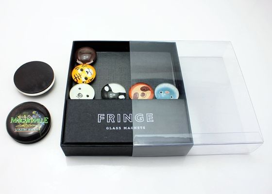 25mm 40mm 50mm Impression photo personnalisée Magnet de réfrigérateur en verre cristallin avec emballage en boîte cadeau