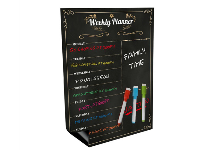 Calendrier Réfrigérateur Magnétique Planificateur Hebdomadaire avec Surface Tableau Noir Effaçable à Sec et Couche Magnétique Puissante pour la Maison et la Cuisine
