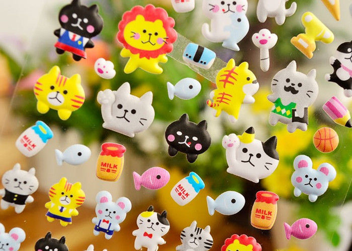 Autocollants 3D gonflés personnalisés de 3 mm d'épaisseur pour enfants, design et taille personnalisés, autocollants gonflés DIY, autocollants gonflés à paillettes