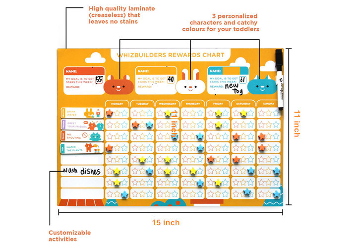 Tableau de récompenses magnétiques tableau blanc à effacer à sec avec support magnétique et option d'accrochage pour organiser les tâches ménagères et les récompenses des enfants