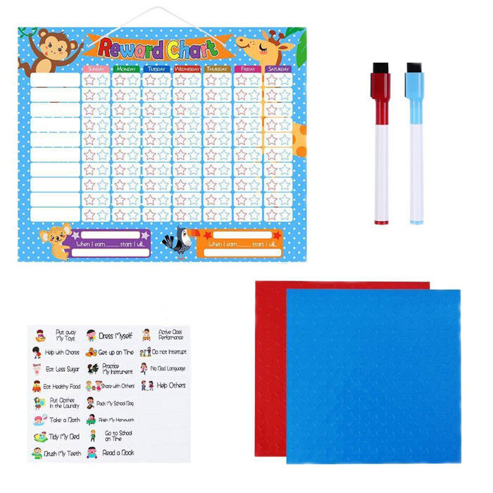Directement de l'usine personnalisé 16 "x 12" Magnétique Tableau de récompense Essuyez le tableau blanc Suggestions d'activités et support magnétique