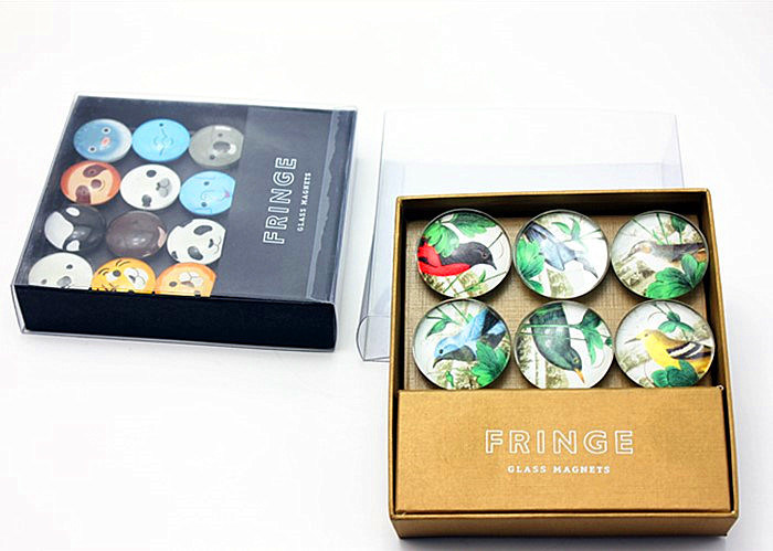 25mm 40mm 50mm Impression photo personnalisée Magnet de réfrigérateur en verre cristallin avec emballage en boîte cadeau
